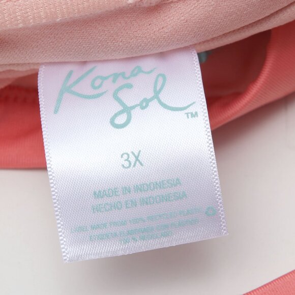 Kona Sol Triangle Pink Check Bikini Top Coral Strappy Stretch Beach Summer Pool - Picture 5 of 6